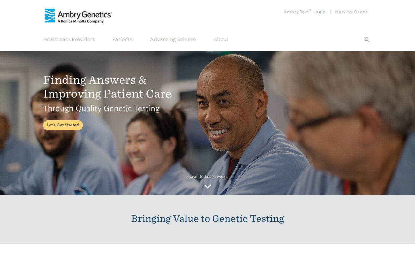 Ambry Genetics website screenshot: Ambry Genetics (2019)