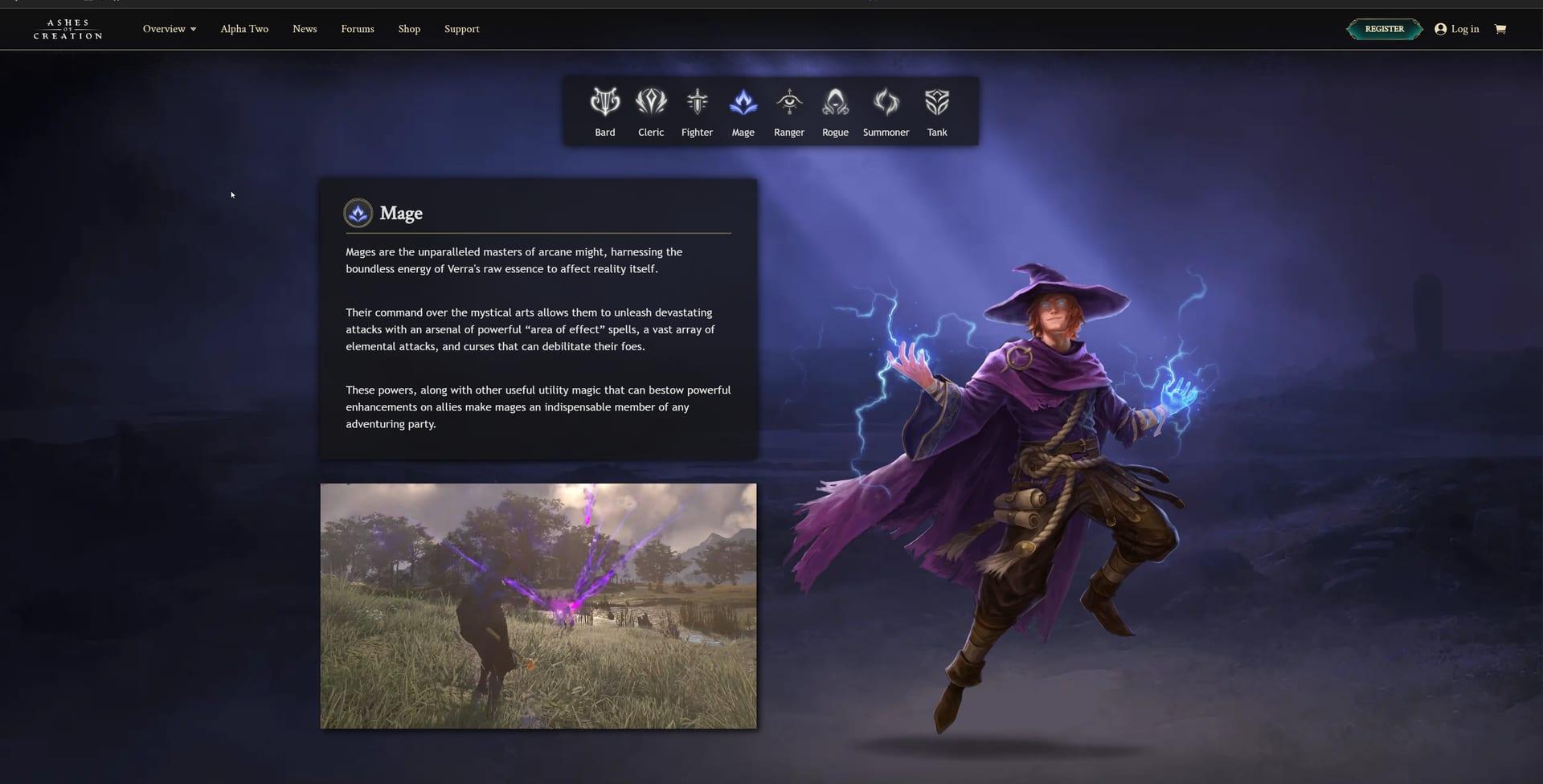 Intrepid Studios website screenshot: Ashes of Creation — Summoner