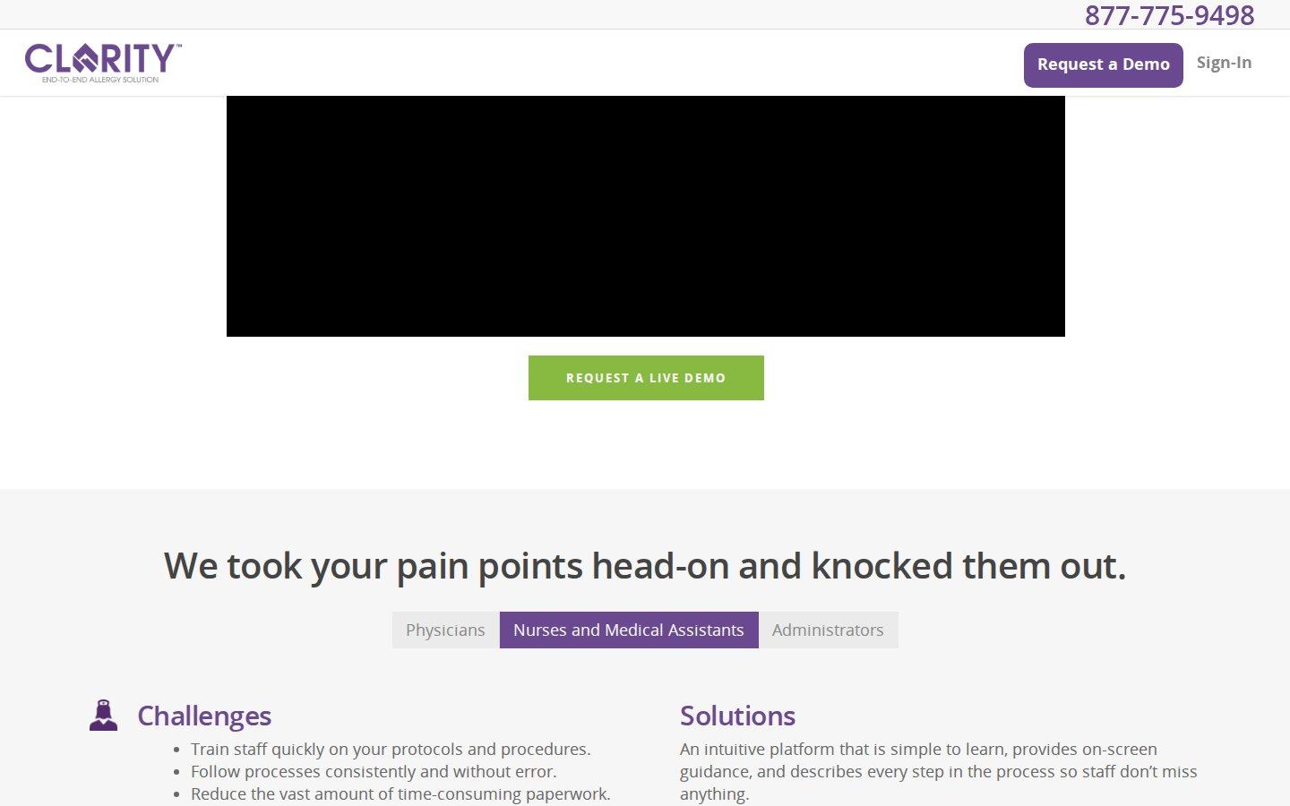 NetBrains, Inc website screenshot: Clarity Allergy — Nurses (2018)