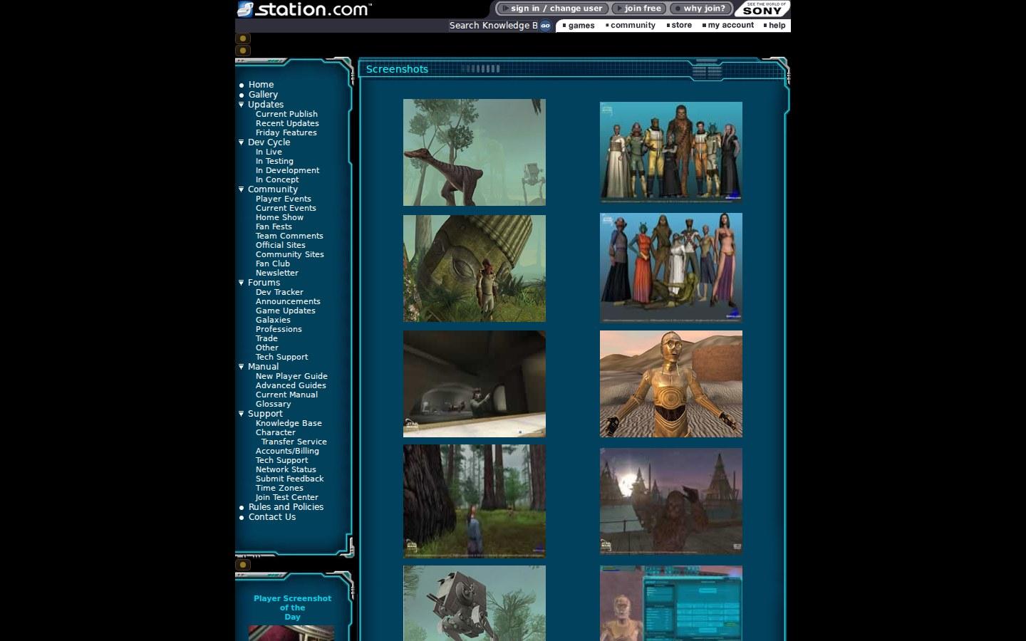 Sony Online Entertainment website screenshot: Star Wars Galaxies — Gallery